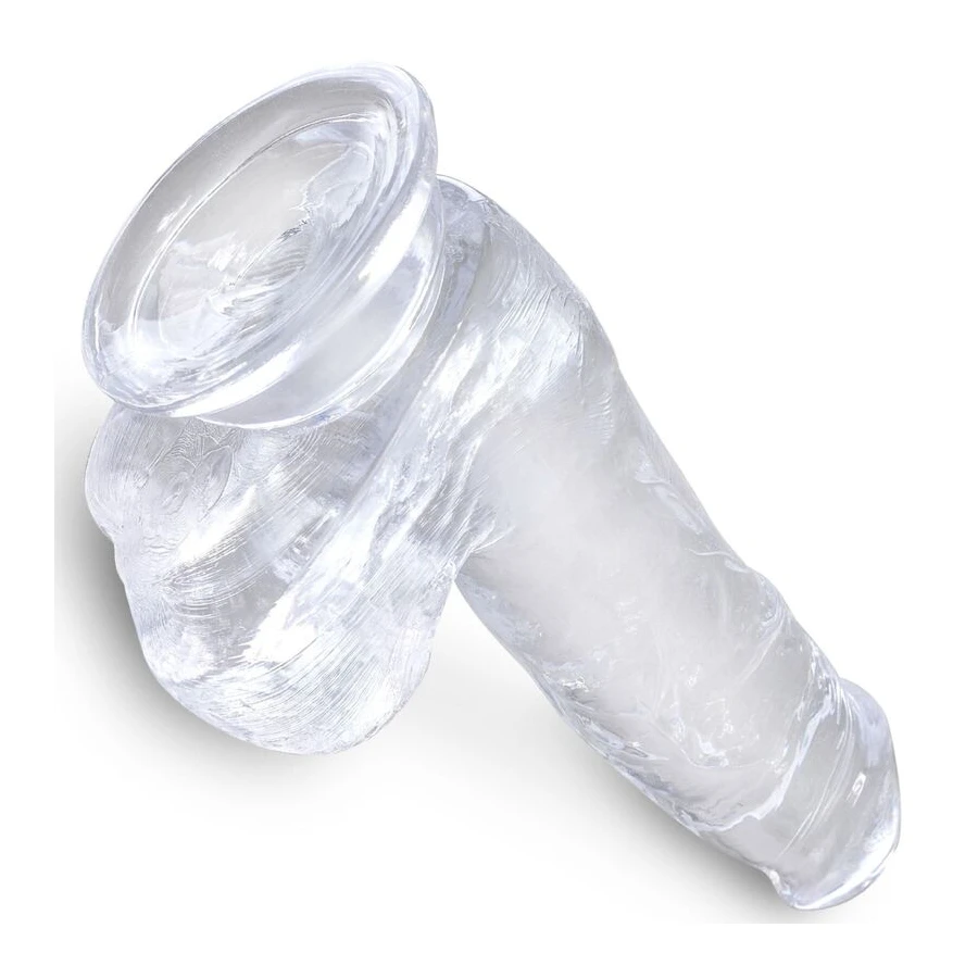 KING COCK - CLEAR REALISTISCHER PENIS MIT EIEREN 13.5 CM TRANSPARENT